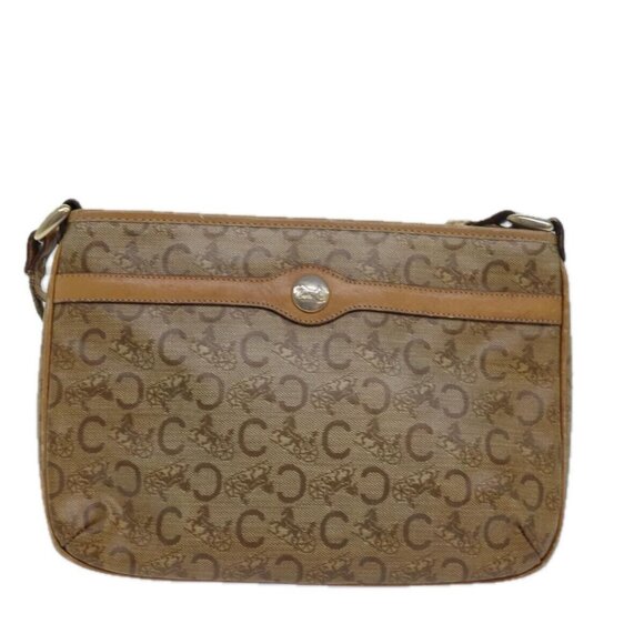 CELINE C Macadam Canvas Shoulder Bag Leather Beige - Picture 11 of 16